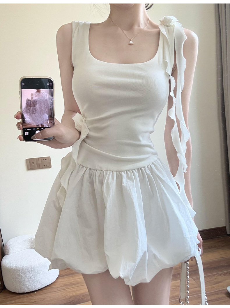 Bud short skirt women's summer 2026 explosion high waist white a-word bubble puff skirt small cake skirt