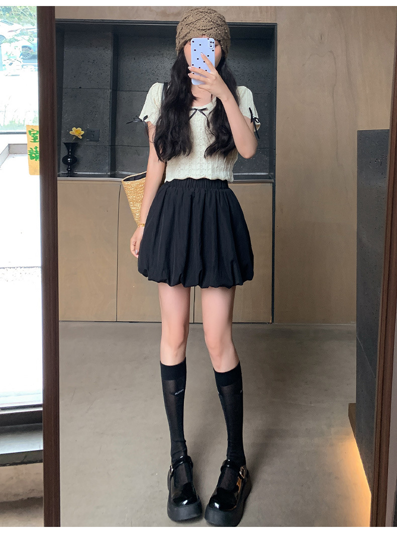Bud short skirt women's summer 2026 explosion high waist white a-word bubble puff skirt small cake skirt