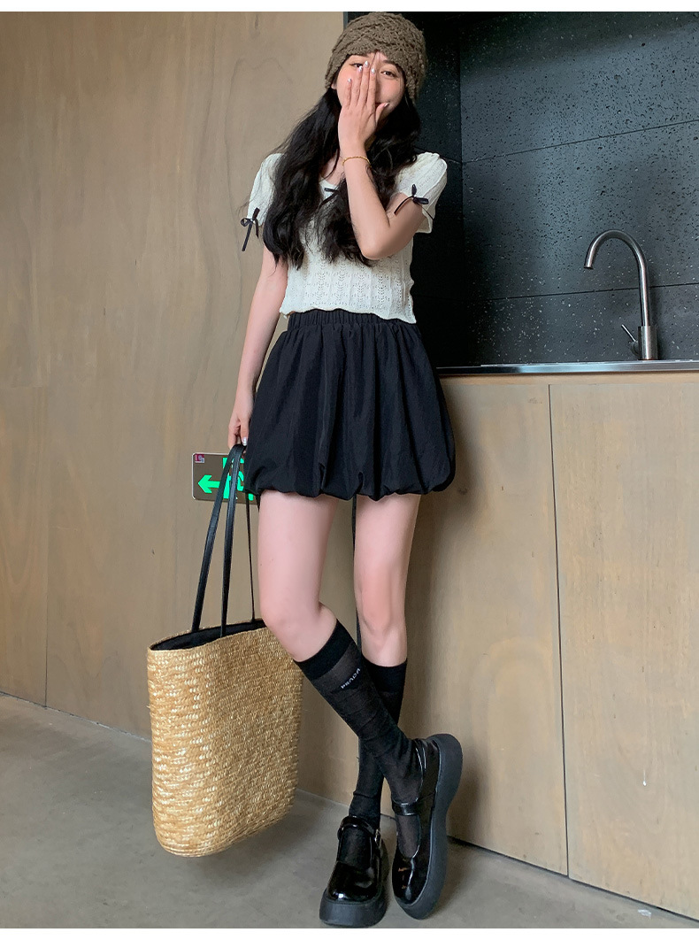 Bud short skirt women's summer 2026 explosion high waist white a-word bubble puff skirt small cake skirt