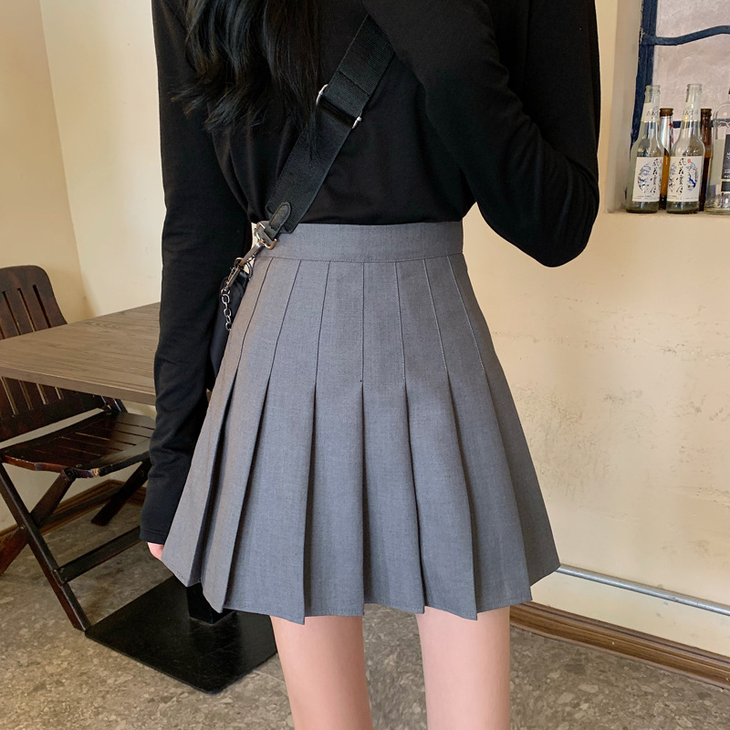 Womens Pleated Short Skirt High Waist a Word Anti Light and Thin