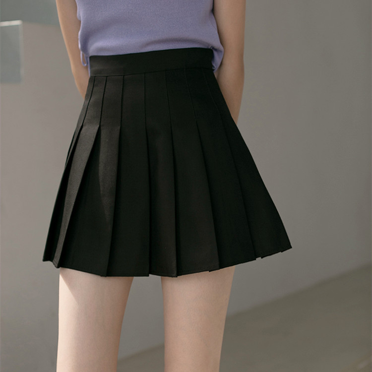 Womens Pleated Short Skirt High Waist a Word Anti Light and Thin