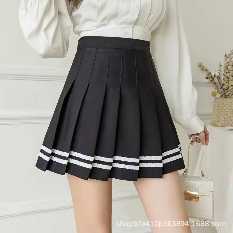 Womens Pleated Short Skirt High Waist a Word Anti Light and Thin