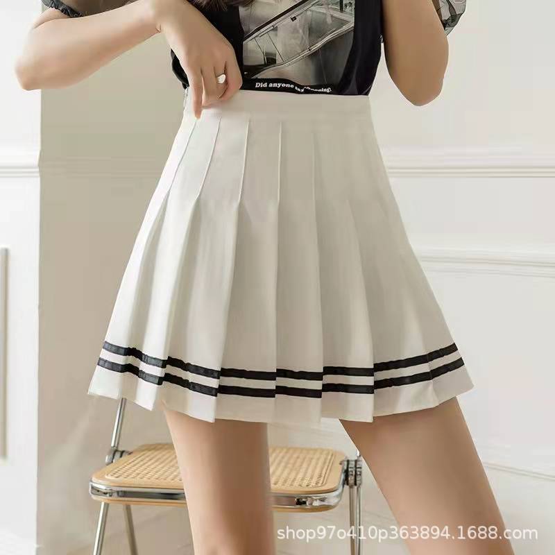 Womens Pleated Short Skirt High Waist a Word Anti Light and Thin