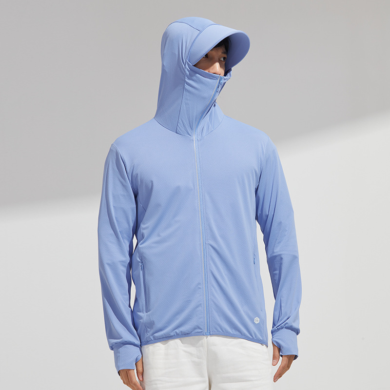 Original yarn outdoor ice silk sunscreen clothing women's summer cool feeling UV protection sunscreen clothing men's large brim removable sunscreen jacket