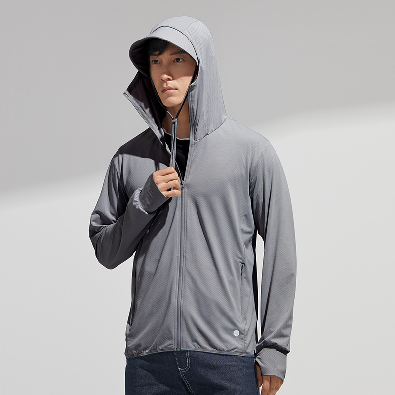 Original yarn outdoor ice silk sunscreen clothing women's summer cool feeling UV protection sunscreen clothing men's large brim removable sunscreen jacket