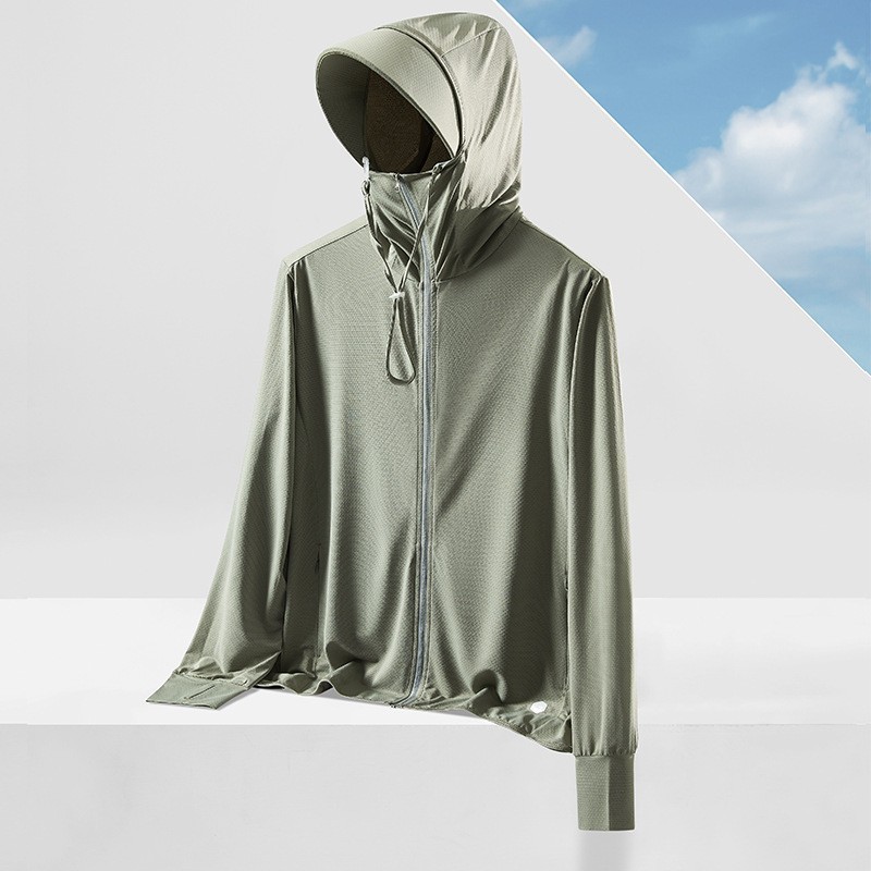Original yarn outdoor ice silk sunscreen clothing women's summer cool feeling UV protection sunscreen clothing men's large brim removable sunscreen jacket