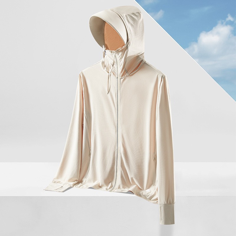 Original yarn outdoor ice silk sunscreen clothing women's summer cool feeling UV protection sunscreen clothing men's large brim removable sunscreen jacket