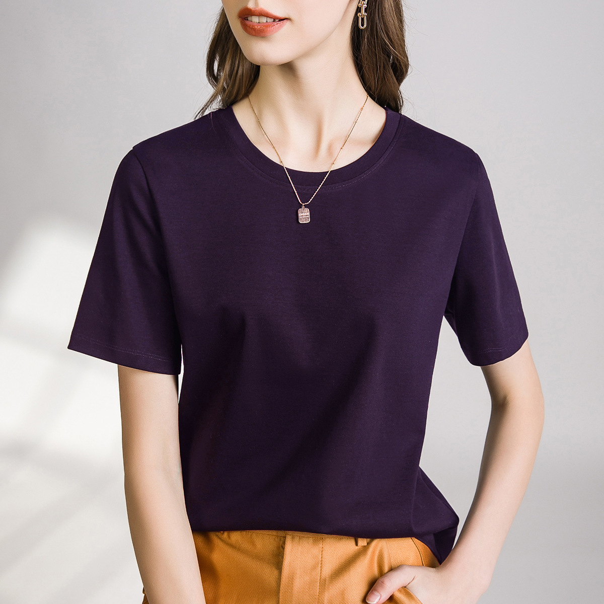 Double-sided mercerized cotton slim-fitting simple white short-sleeved t-shirt women's summer 2026 new crew neck bottoming shirt