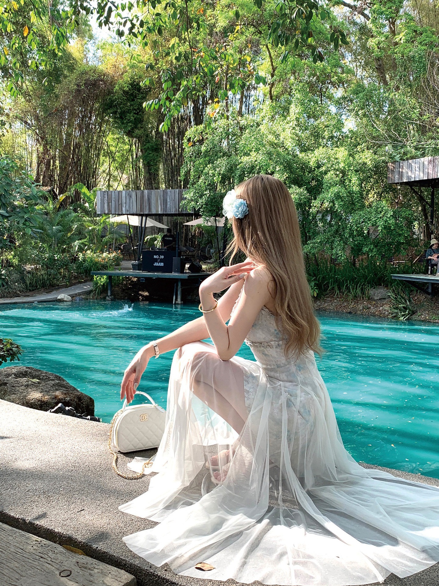 Fairy lace floral suspender mesh swinging holiday style seaside dress