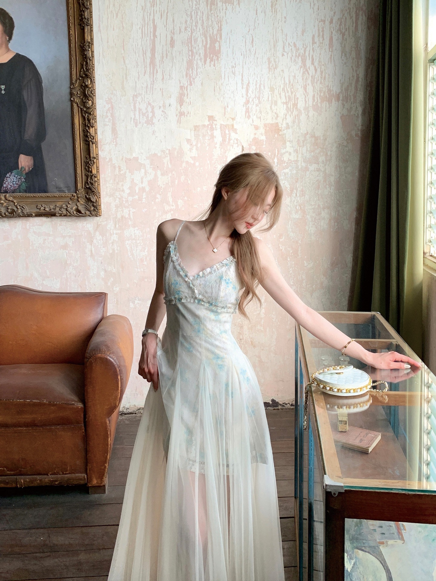 Fairy lace floral suspender mesh swinging holiday style seaside dress