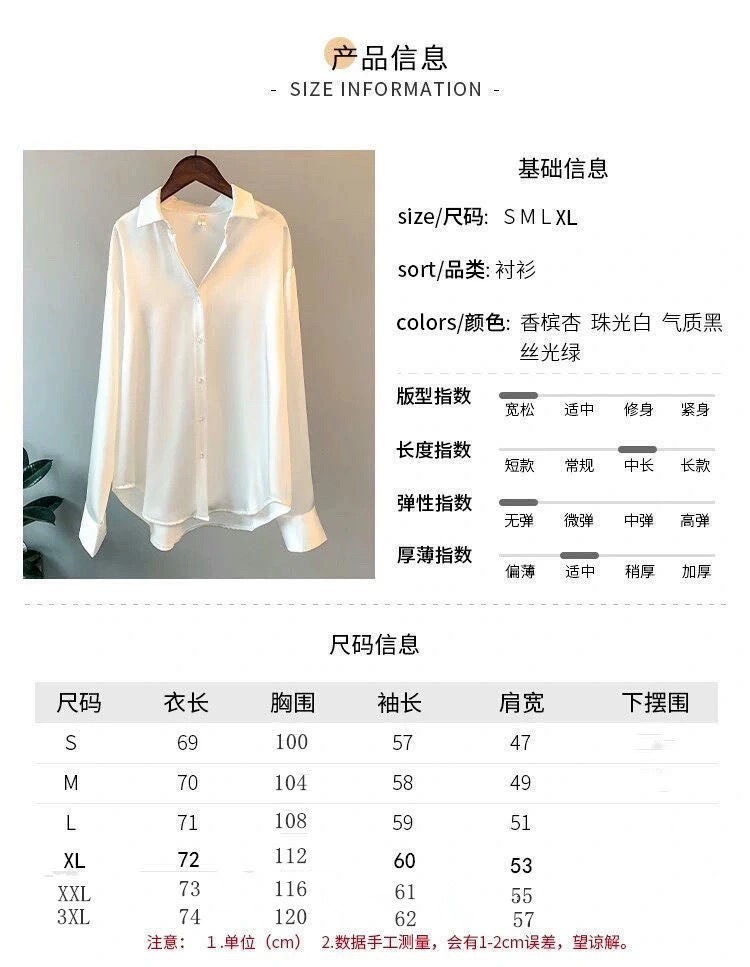 Satin Blouse For Women Draped Long Sleeve Round Neck Solid Color Vintage Daily Top