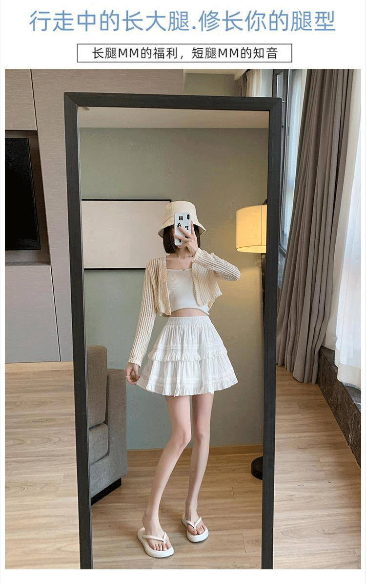 Women Lace Cake Skirt White Short Skirt Summer Polyester High Waist A-Line Mini Skirt