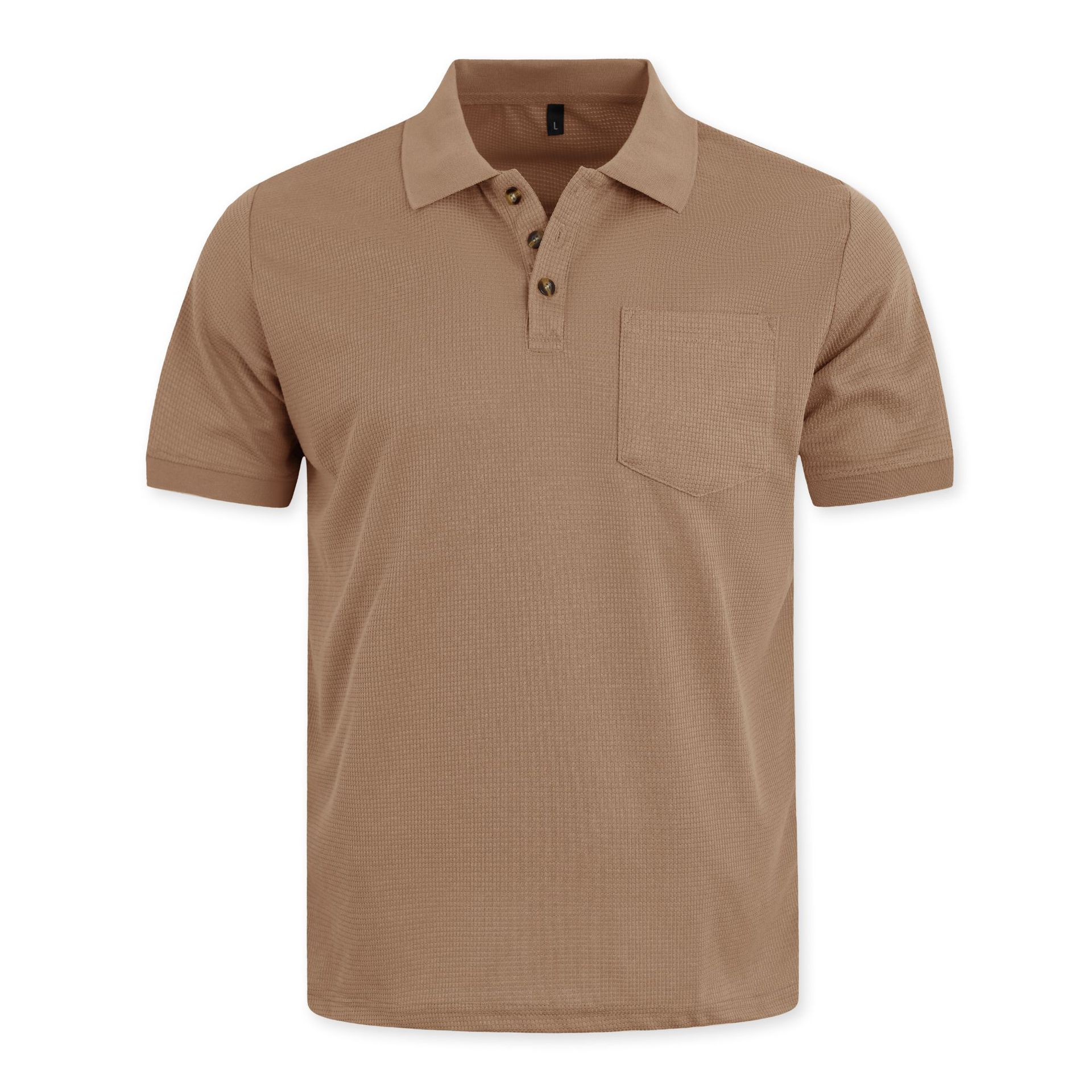 Áo sơ mi Polo họa tiết bánh quế của nam giới Áo sơ mi ngắn tay giản dị có túi