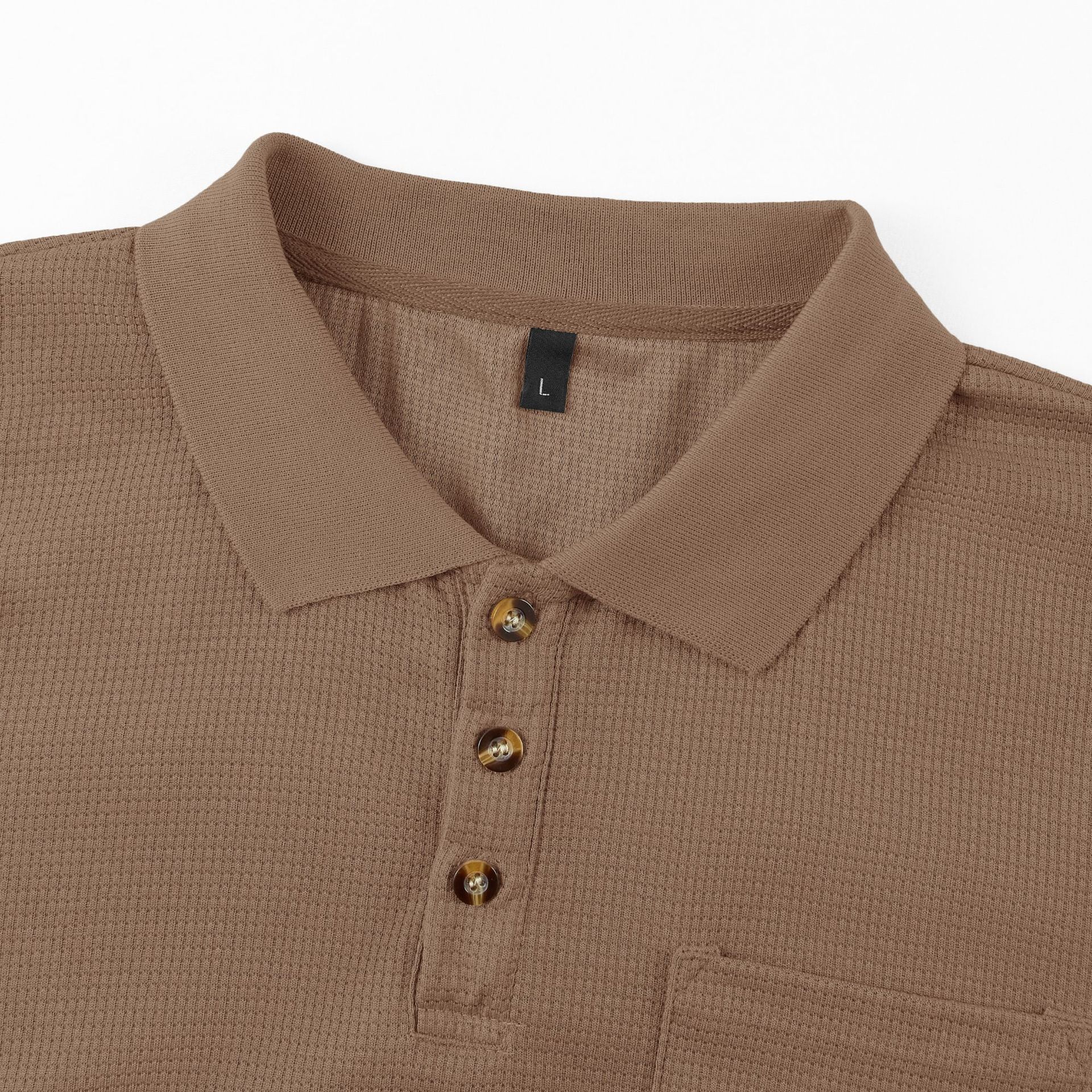 Áo sơ mi Polo họa tiết bánh quế của nam giới Áo sơ mi ngắn tay giản dị có túi