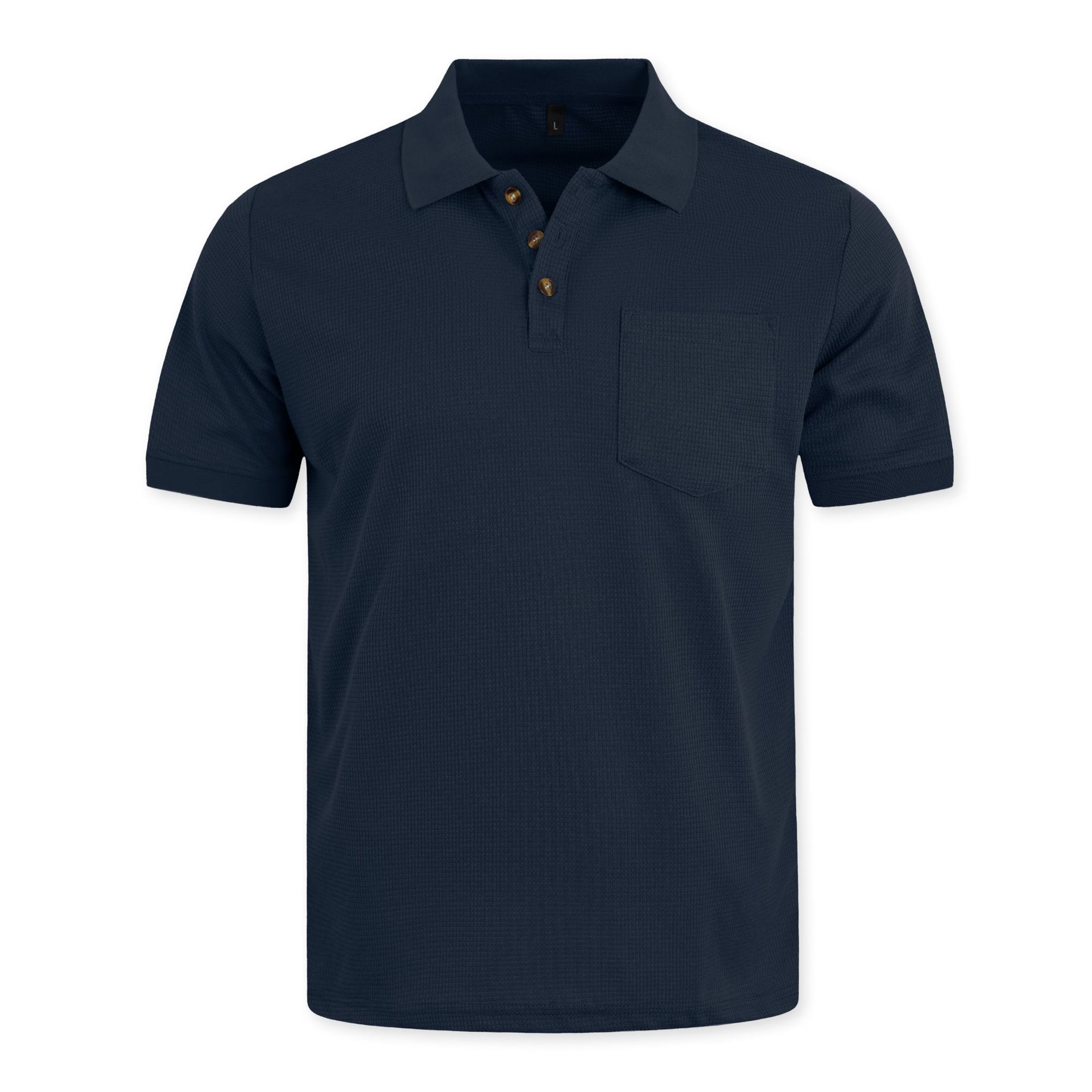 Áo sơ mi Polo họa tiết bánh quế của nam giới Áo sơ mi ngắn tay giản dị có túi