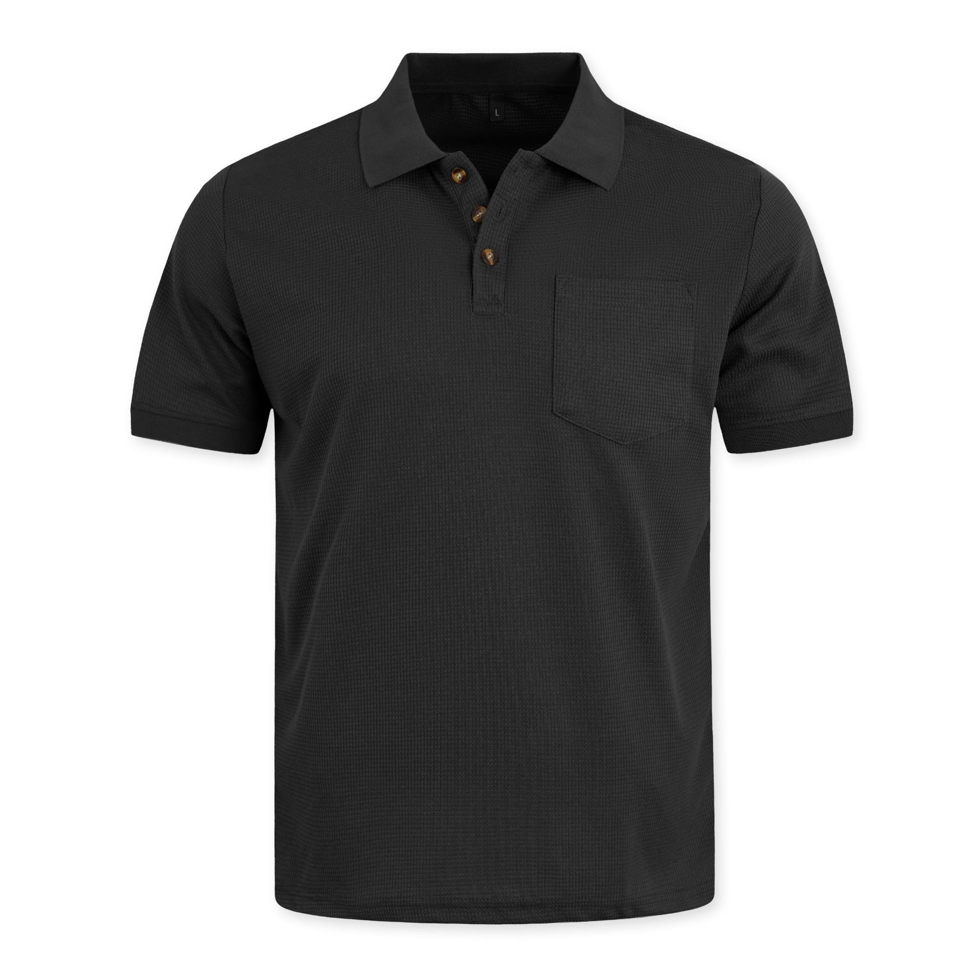 Áo sơ mi Polo họa tiết bánh quế của nam giới Áo sơ mi ngắn tay giản dị có túi