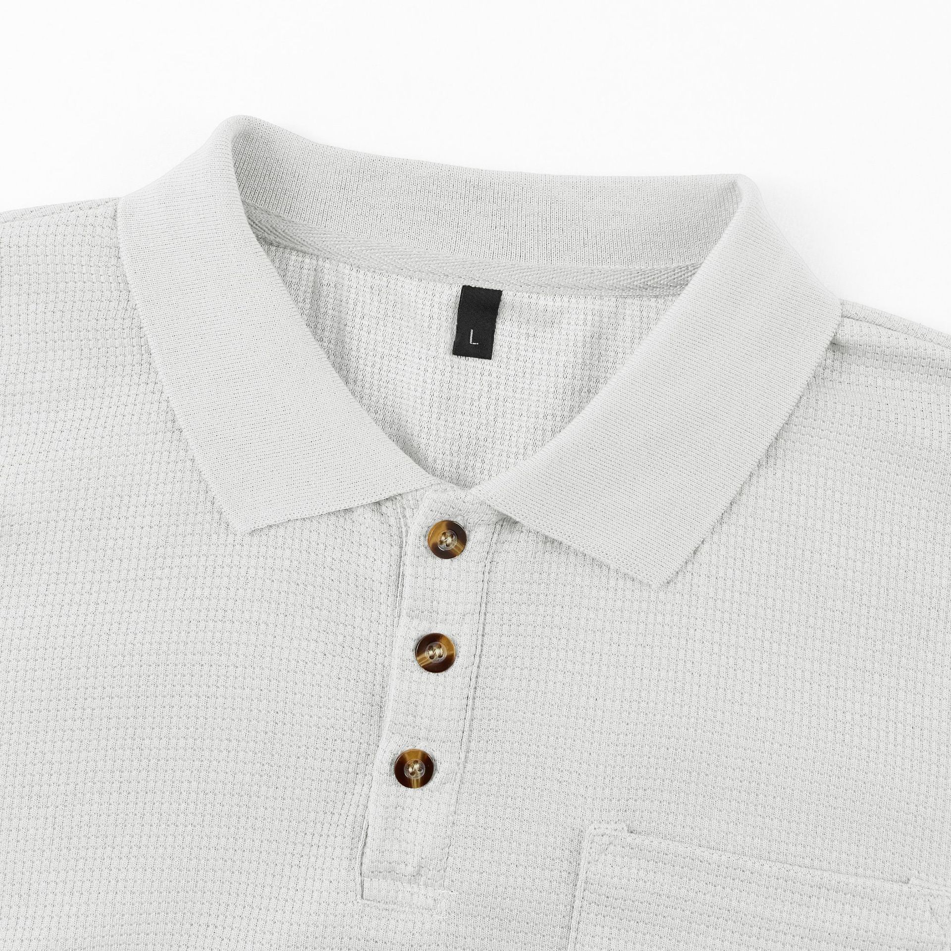 Áo sơ mi Polo họa tiết bánh quế của nam giới Áo sơ mi ngắn tay giản dị có túi