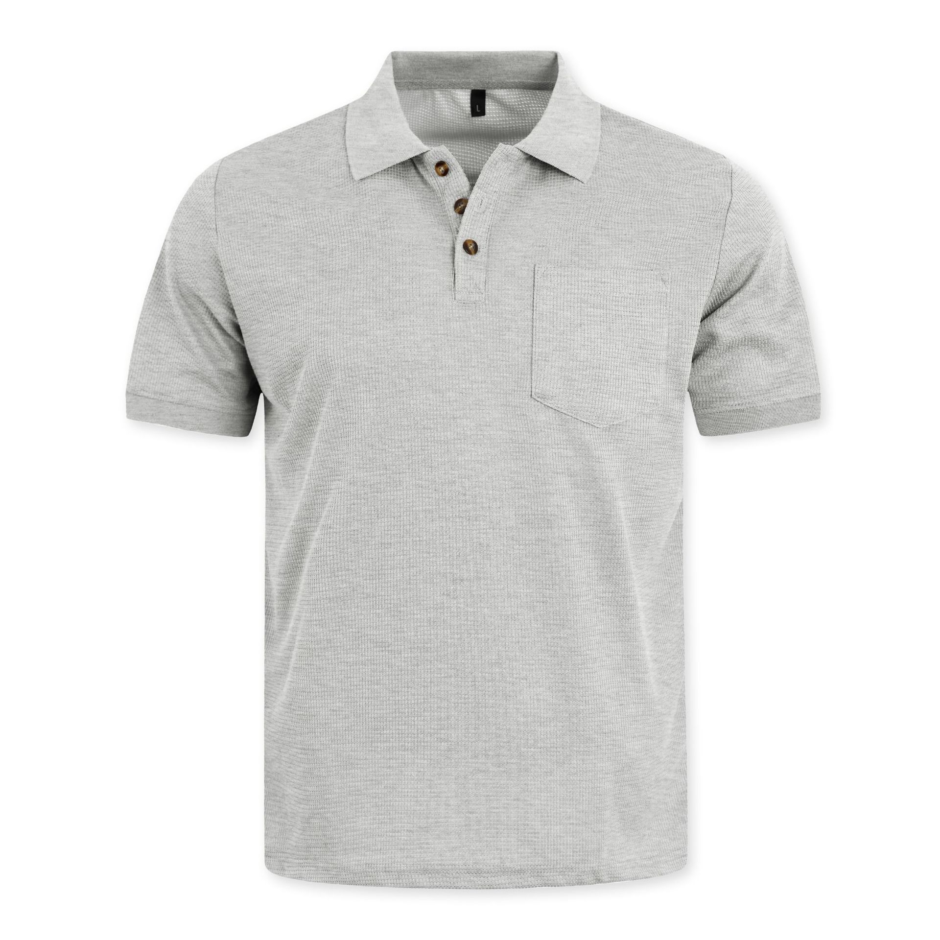 Áo sơ mi Polo họa tiết bánh quế của nam giới Áo sơ mi ngắn tay giản dị có túi