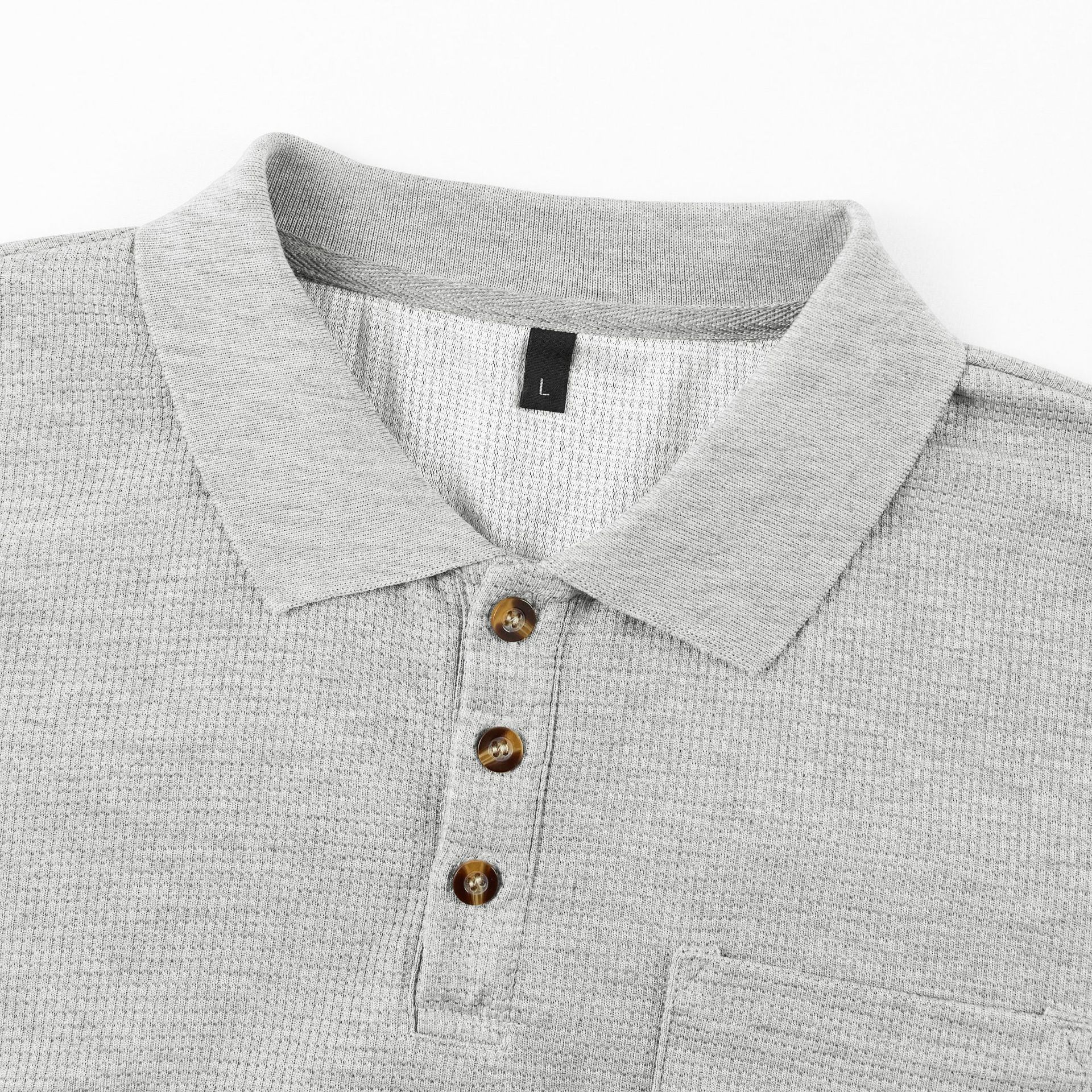 Áo sơ mi Polo họa tiết bánh quế của nam giới Áo sơ mi ngắn tay giản dị có túi