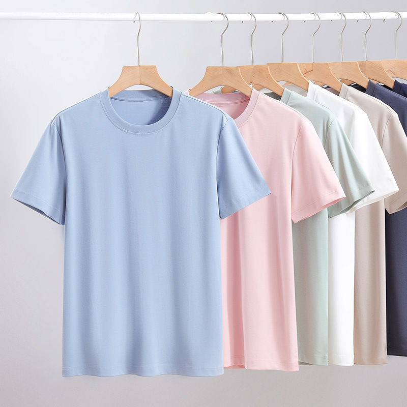 Men's Cotton Short Sleeve T-Shirt, Slim Fit Solid Color Casual Tee for Summer
