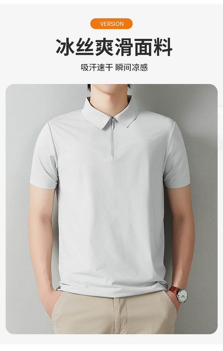 Men's Short Sleeve Polo Shirt Summer Casual Solid Color Breathable Slim Fit Cotton Blend