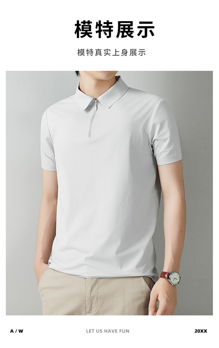Men's Short Sleeve Polo Shirt Summer Casual Solid Color Breathable Slim Fit Cotton Blend