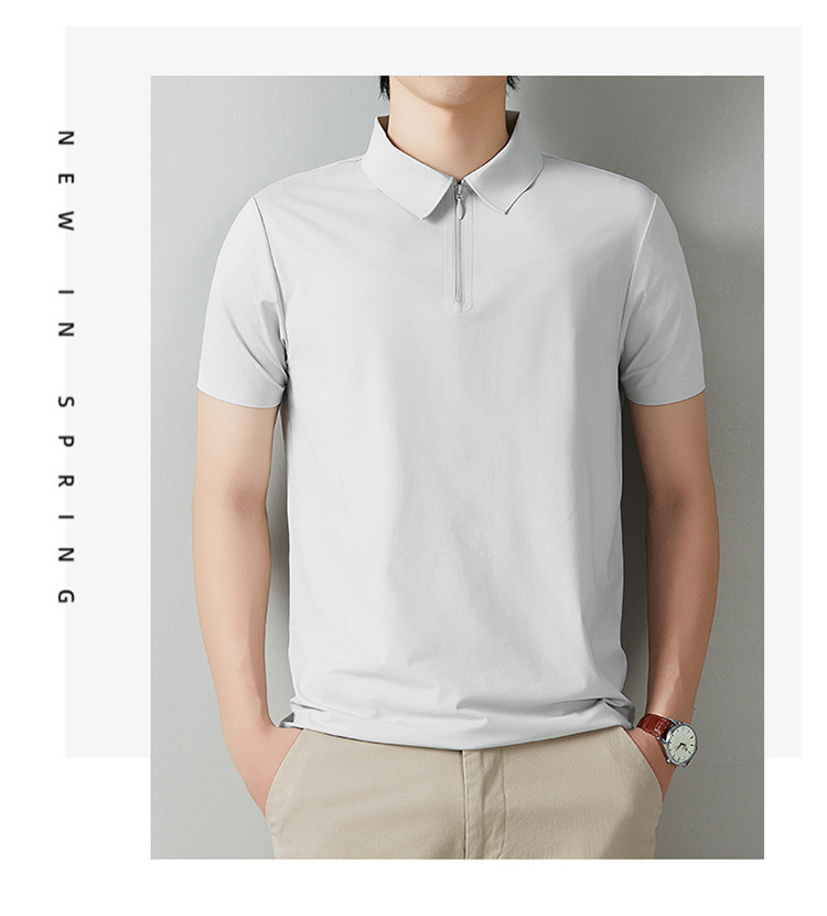 Men's Short Sleeve Polo Shirt Summer Casual Solid Color Breathable Slim Fit Cotton Blend