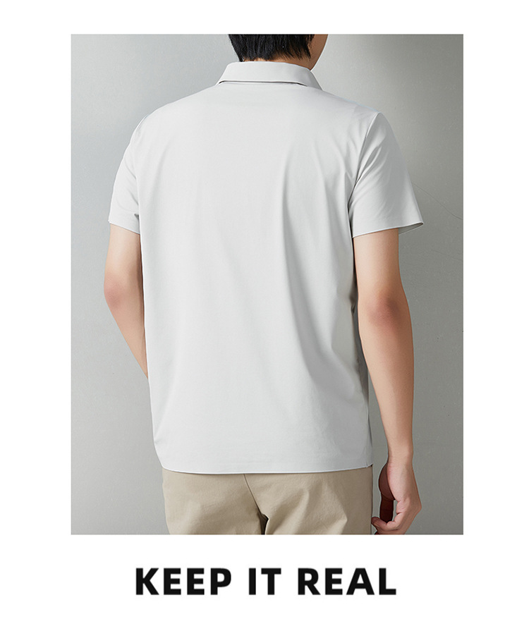 Men's Short Sleeve Polo Shirt Summer Casual Solid Color Breathable Slim Fit Cotton Blend