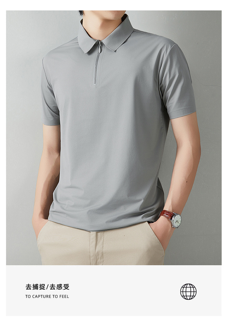 Men's Short Sleeve Polo Shirt Summer Casual Solid Color Breathable Slim Fit Cotton Blend
