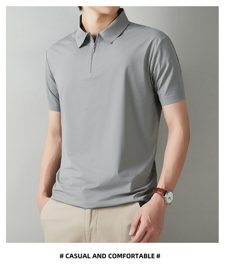 Men's Short Sleeve Polo Shirt Summer Casual Solid Color Breathable Slim Fit Cotton Blend