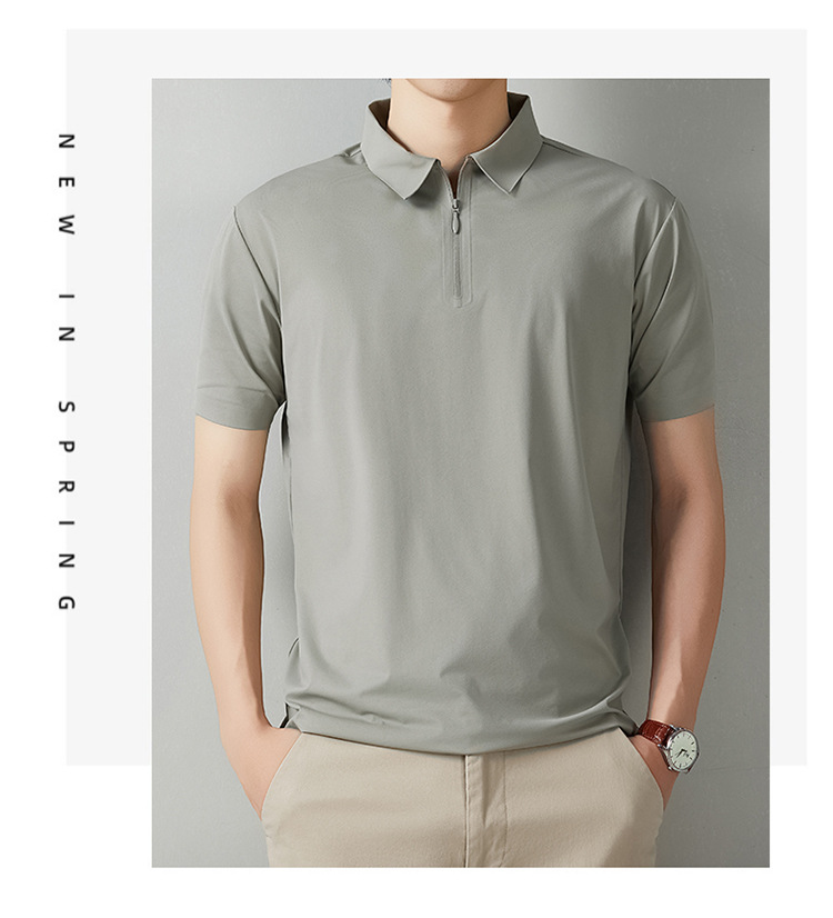 Men's Short Sleeve Polo Shirt Summer Casual Solid Color Breathable Slim Fit Cotton Blend