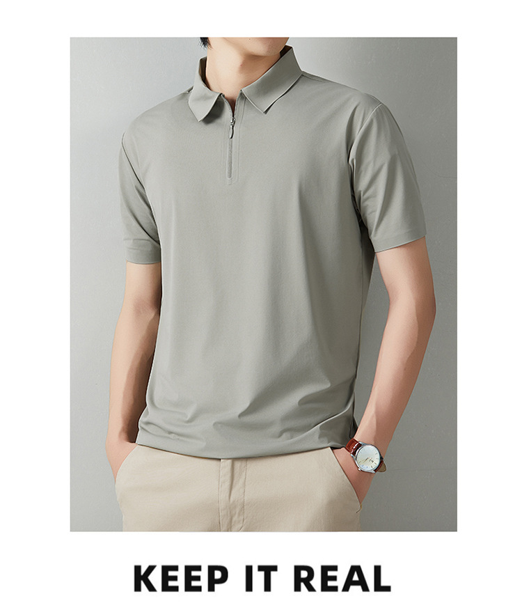 Men's Short Sleeve Polo Shirt Summer Casual Solid Color Breathable Slim Fit Cotton Blend