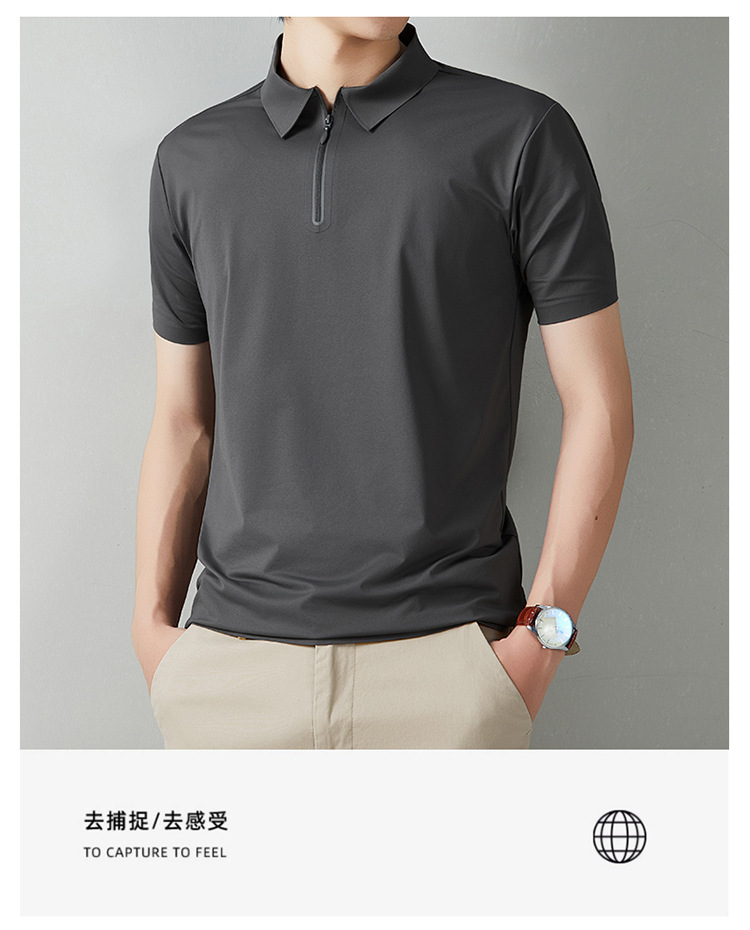 Men's Short Sleeve Polo Shirt Summer Casual Solid Color Breathable Slim Fit Cotton Blend