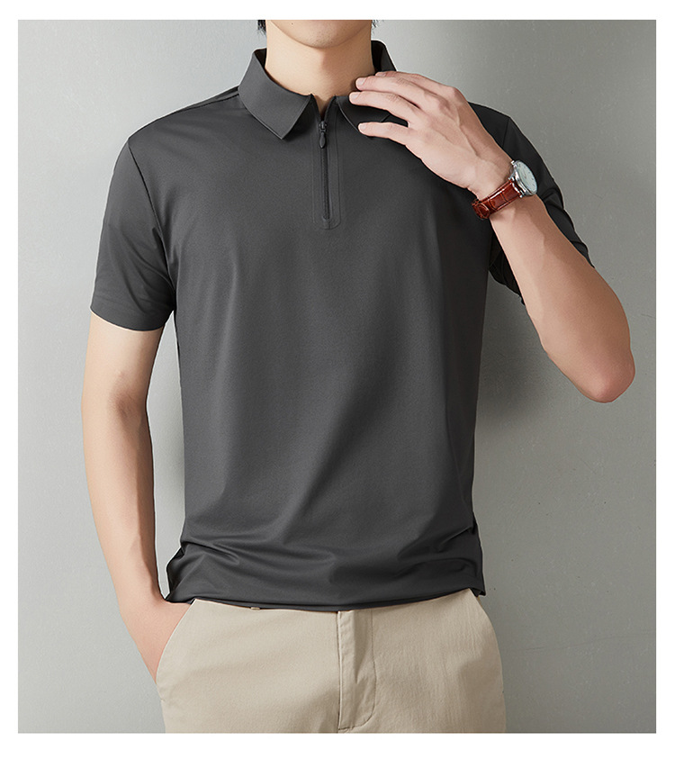 Men's Short Sleeve Polo Shirt Summer Casual Solid Color Breathable Slim Fit Cotton Blend