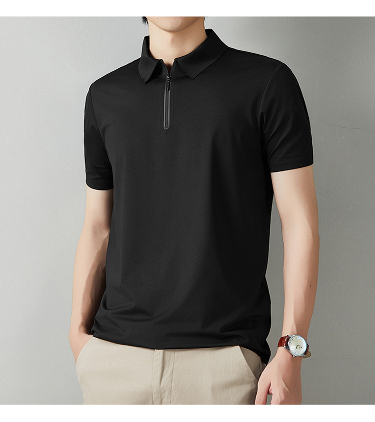 Men's Short Sleeve Polo Shirt Summer Casual Solid Color Breathable Slim Fit Cotton Blend