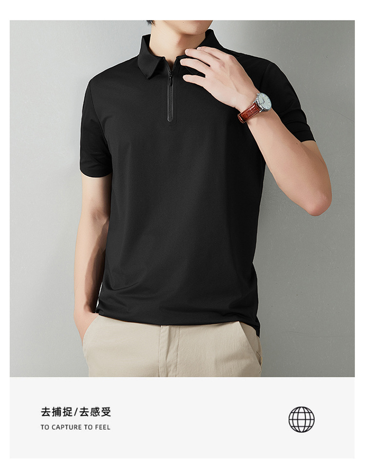 Men's Short Sleeve Polo Shirt Summer Casual Solid Color Breathable Slim Fit Cotton Blend