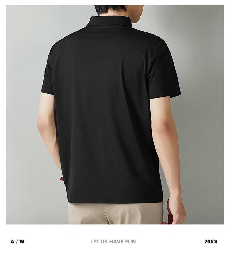 Men's Short Sleeve Polo Shirt Summer Casual Solid Color Breathable Slim Fit Cotton Blend