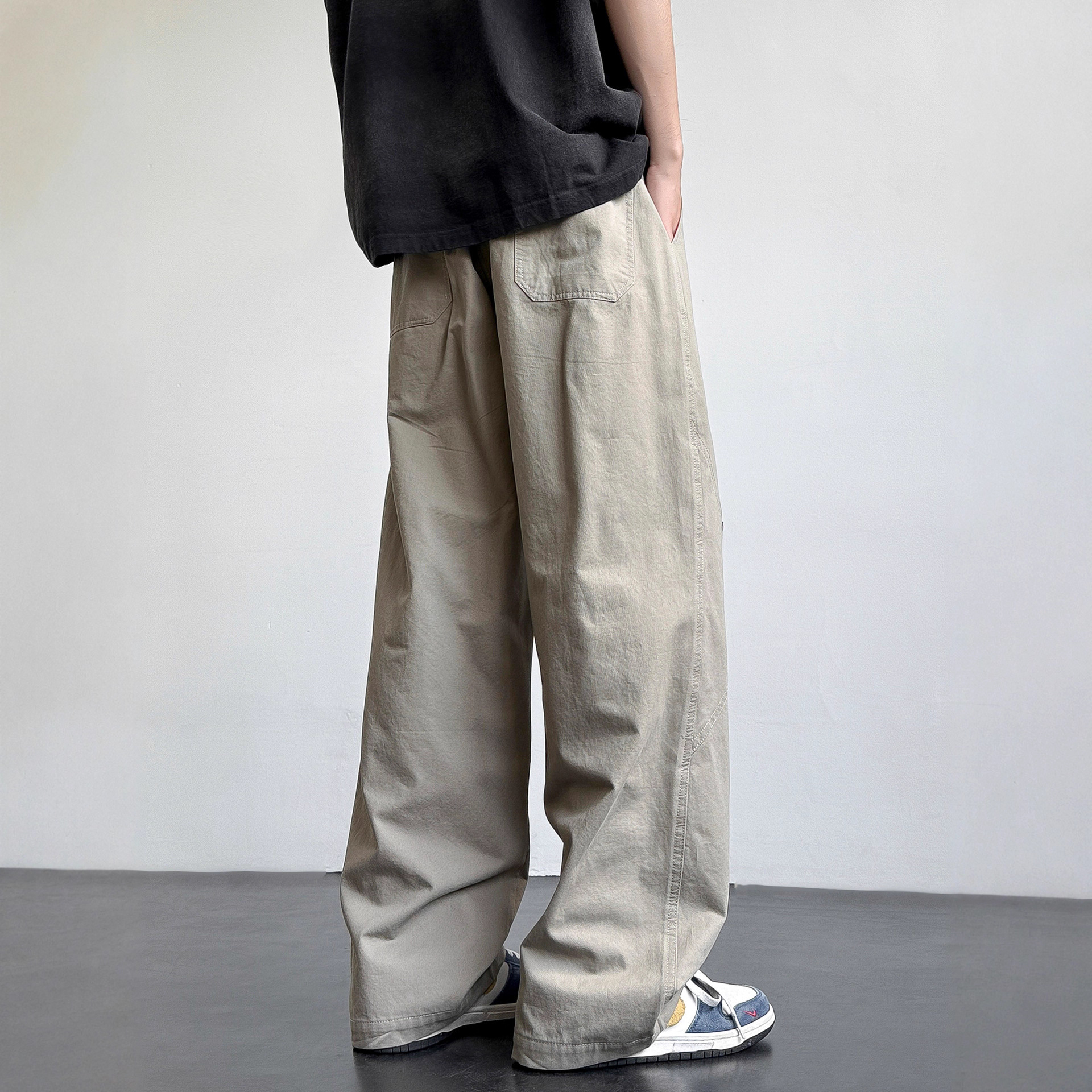 Men's Cotton Casual Cargo Pants Straight Leg Loose Fit Summer Trousers