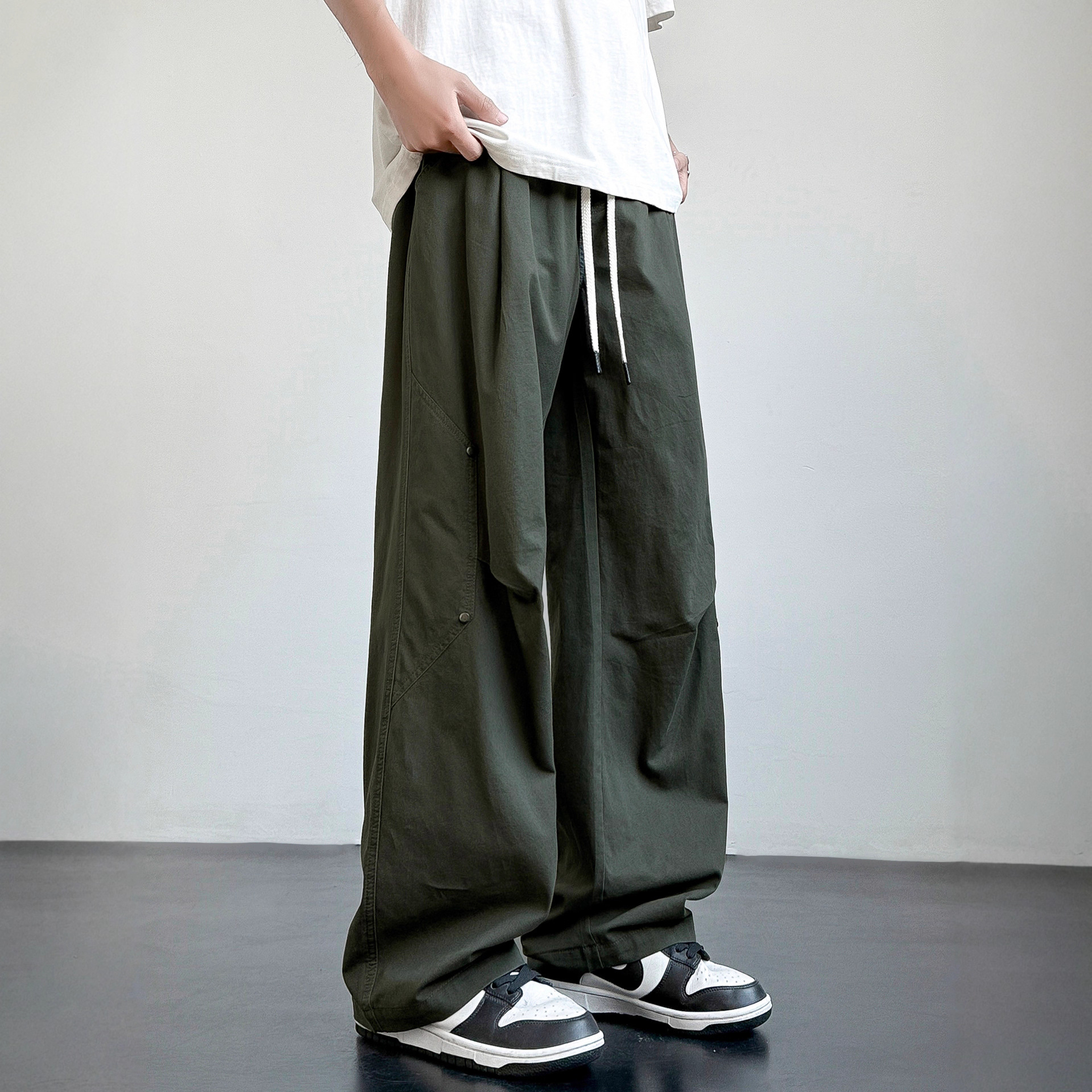Men's Cotton Casual Cargo Pants Straight Leg Loose Fit Summer Trousers