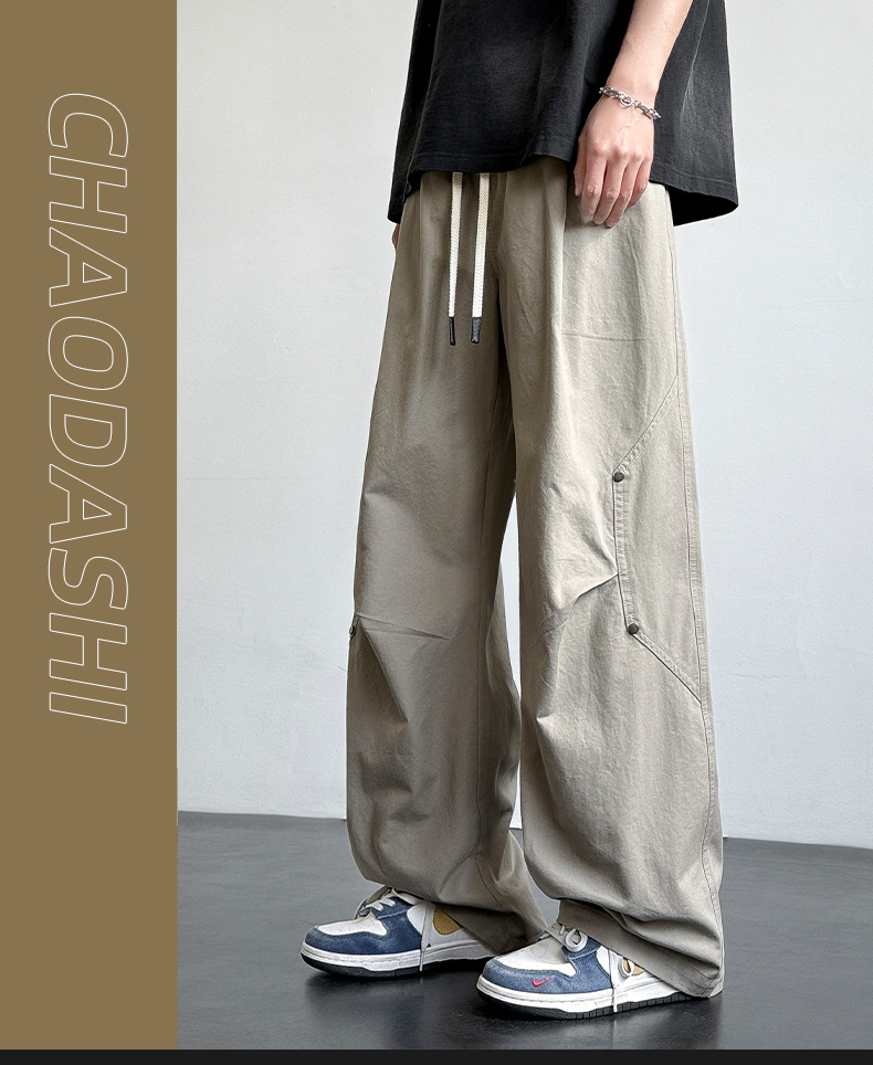 Men's Cotton Casual Cargo Pants Straight Leg Loose Fit Summer Trousers