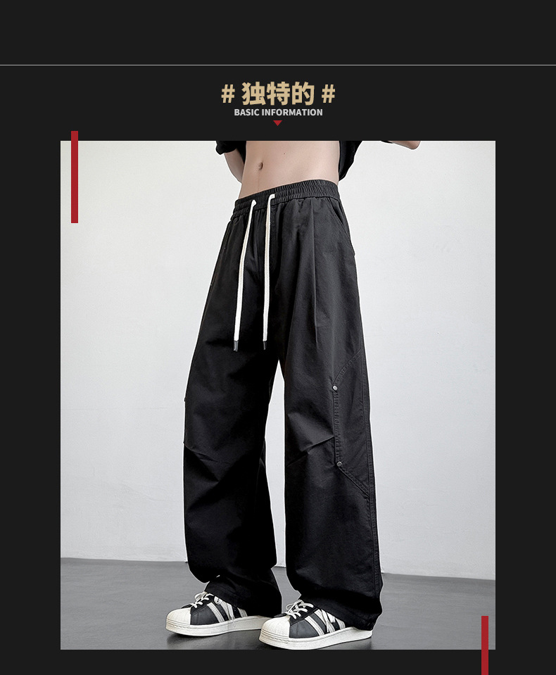 Men's Cotton Casual Cargo Pants Straight Leg Loose Fit Summer Trousers
