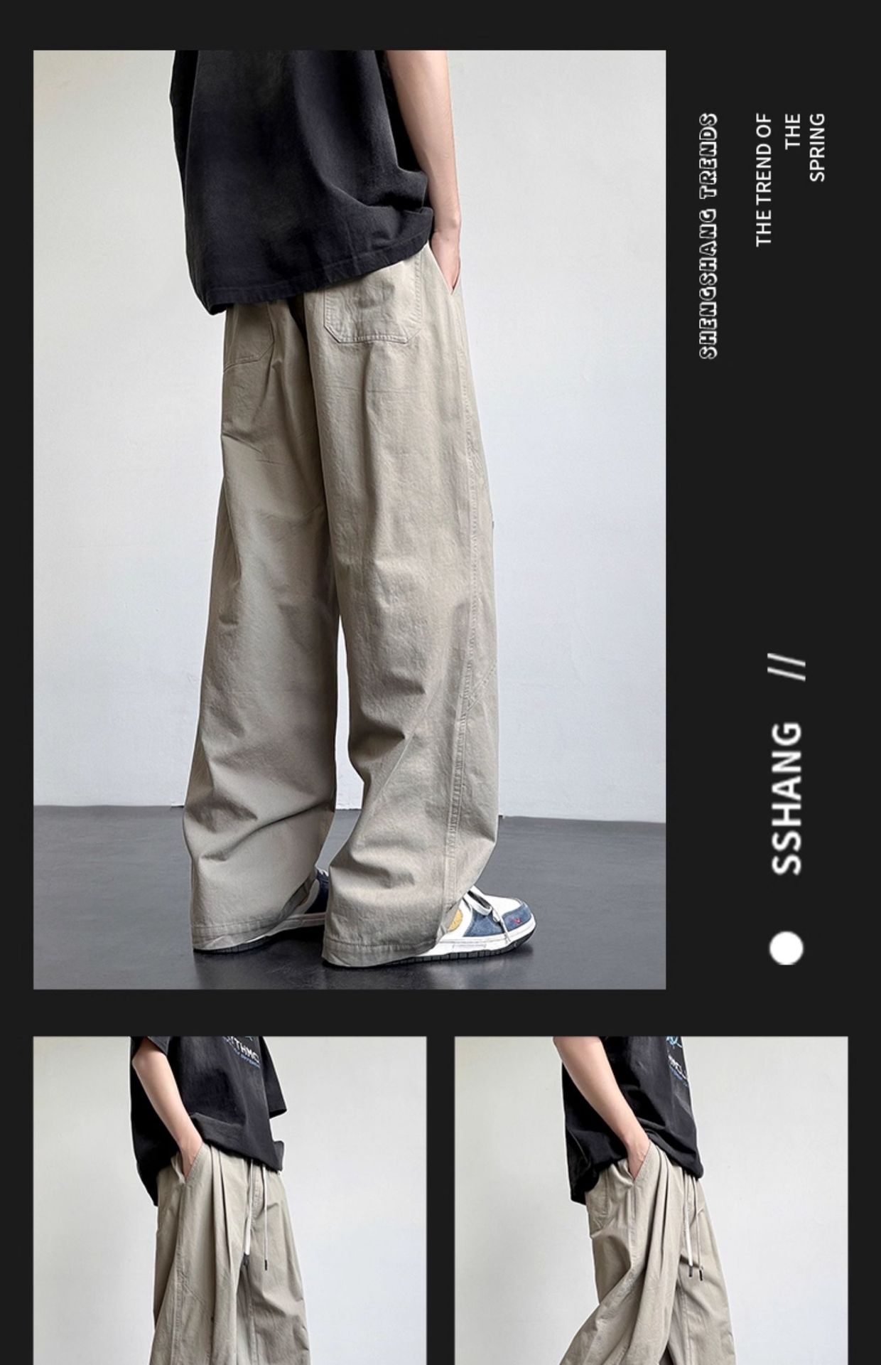 Men's Cotton Casual Cargo Pants Straight Leg Loose Fit Summer Trousers