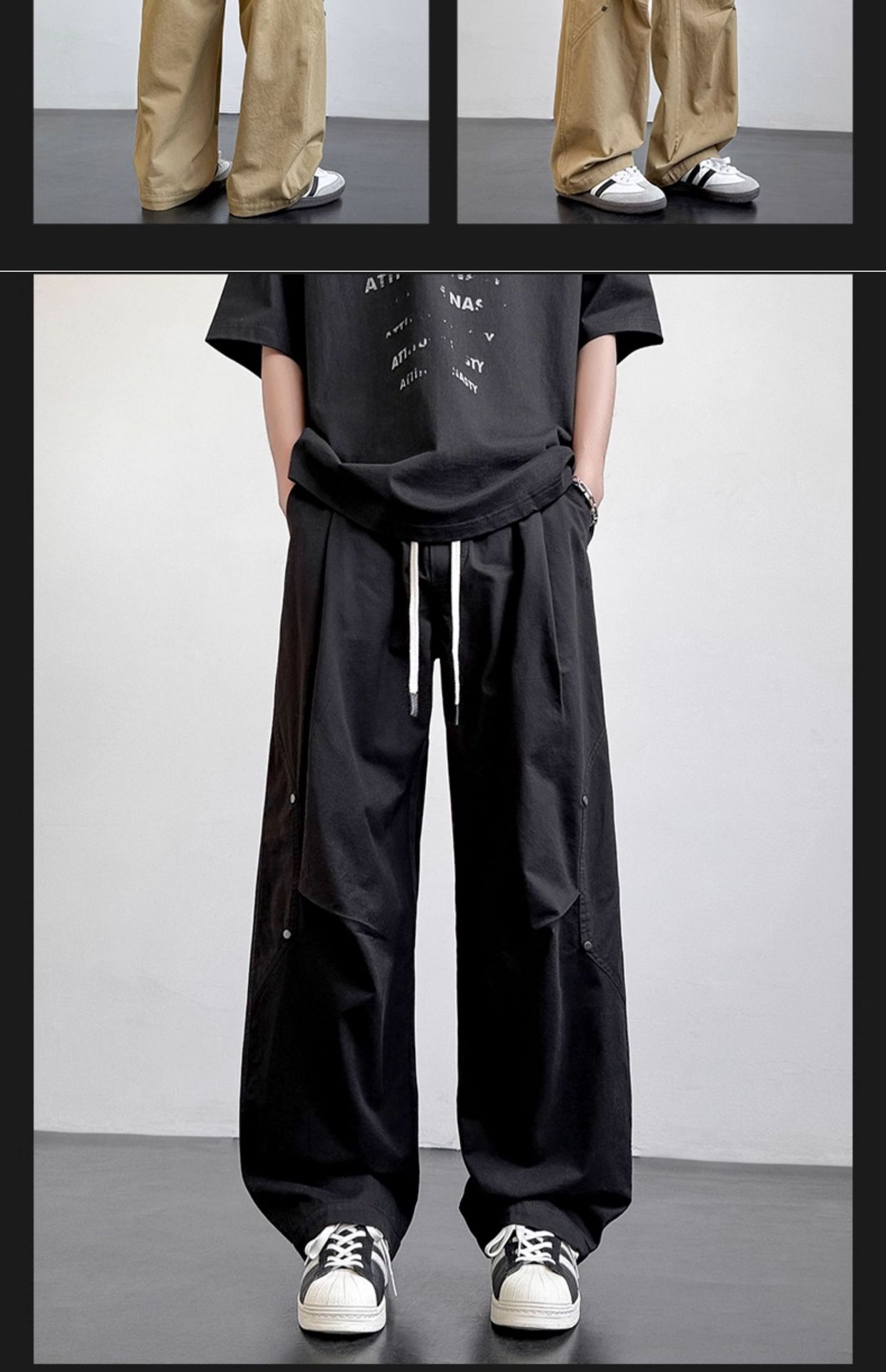 Men's Cotton Casual Cargo Pants Straight Leg Loose Fit Summer Trousers