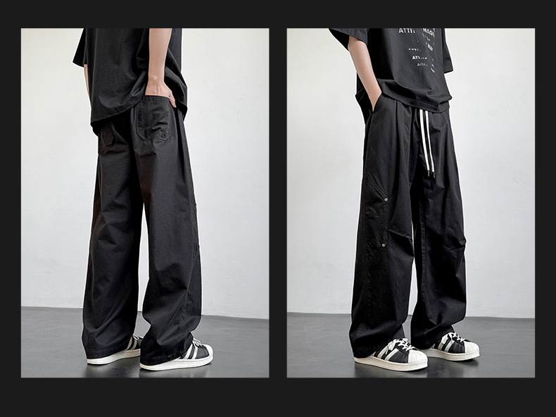Men's Cotton Casual Cargo Pants Straight Leg Loose Fit Summer Trousers
