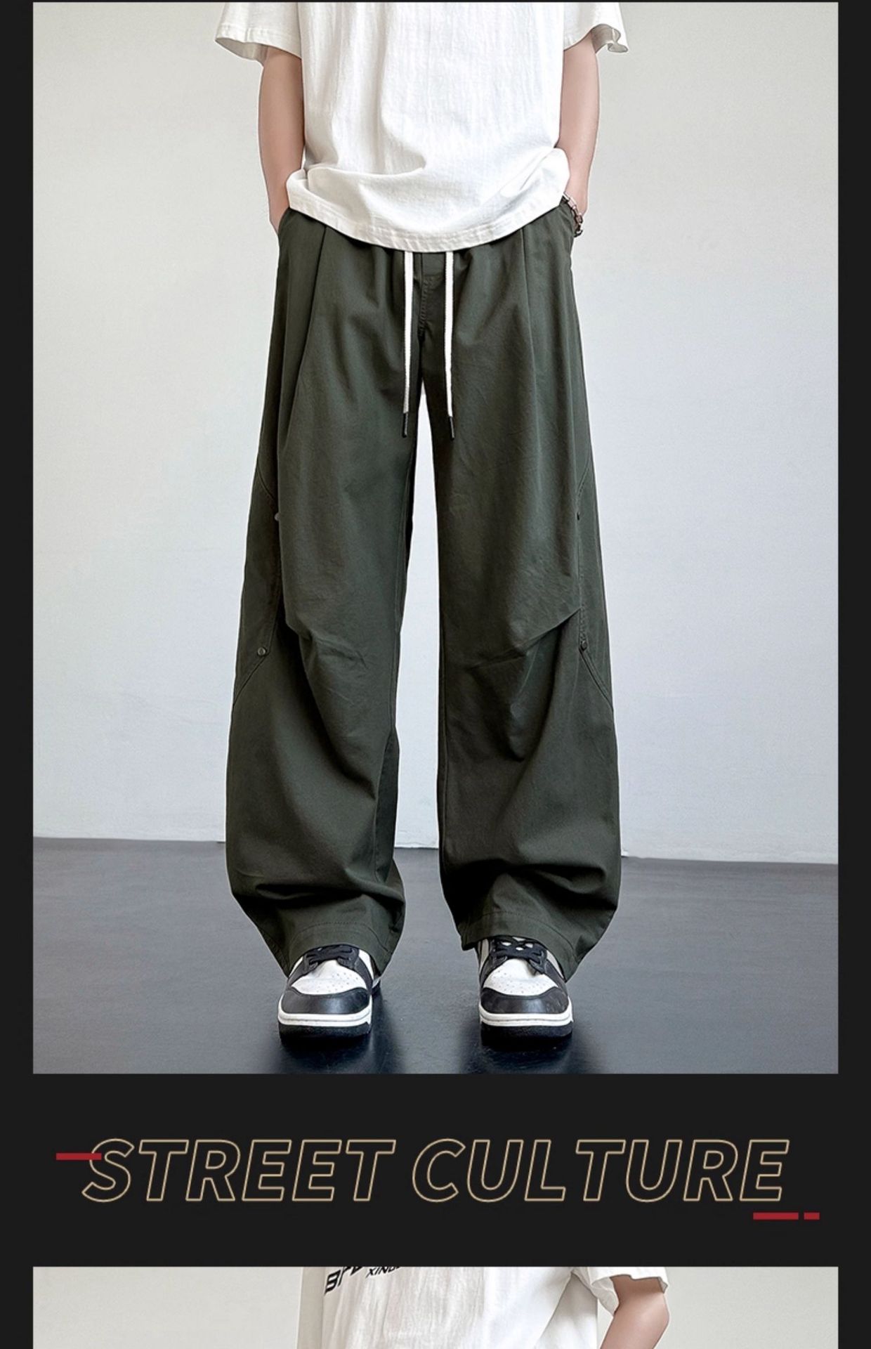 Men's Cotton Casual Cargo Pants Straight Leg Loose Fit Summer Trousers