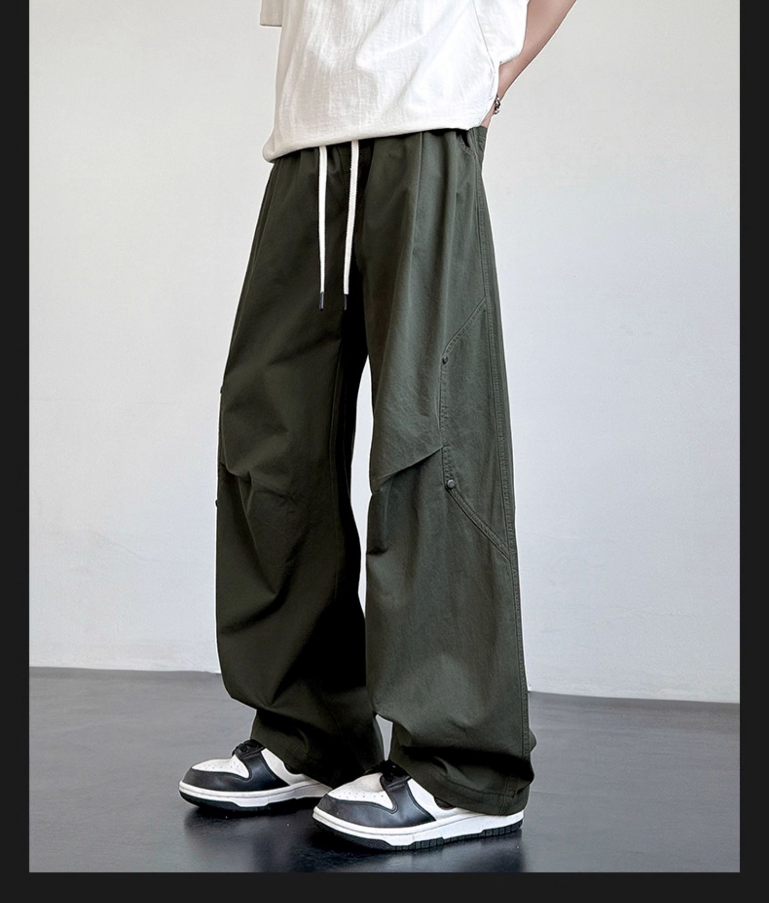 Men's Cotton Casual Cargo Pants Straight Leg Loose Fit Summer Trousers