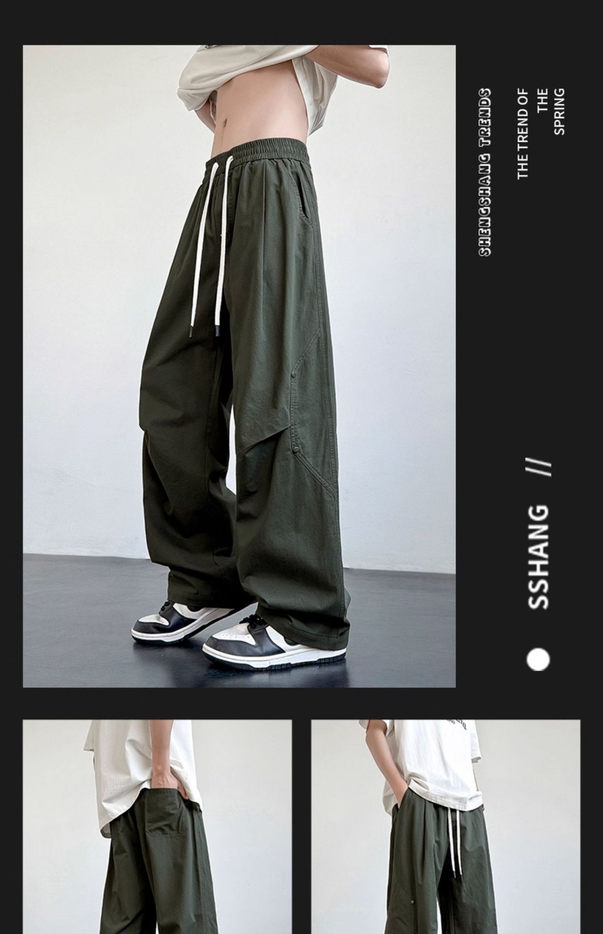 Men's Cotton Casual Cargo Pants Straight Leg Loose Fit Summer Trousers