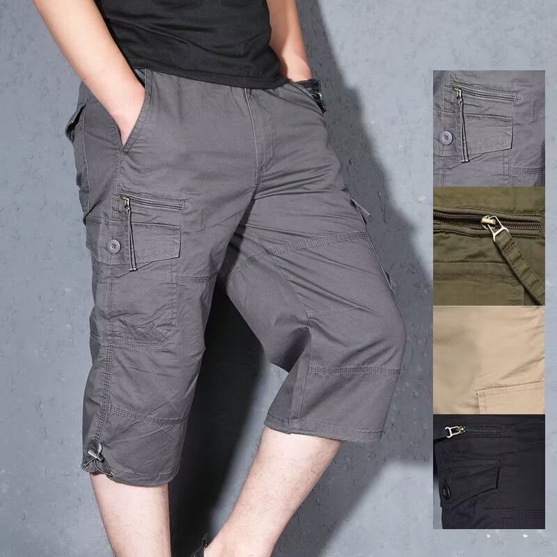 Men's Cotton Casual Cargo Shorts, Straight Leg 6-Pocket Summer Trousers