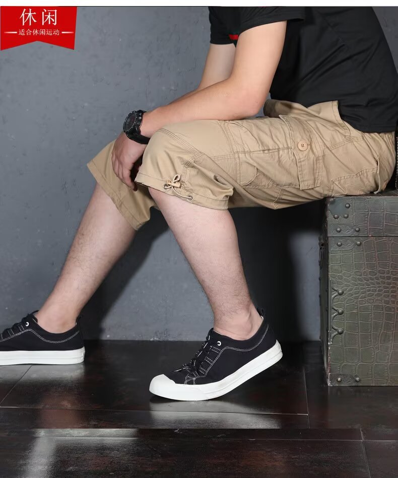 Men's Cotton Casual Cargo Shorts, Straight Leg 6-Pocket Summer Trousers