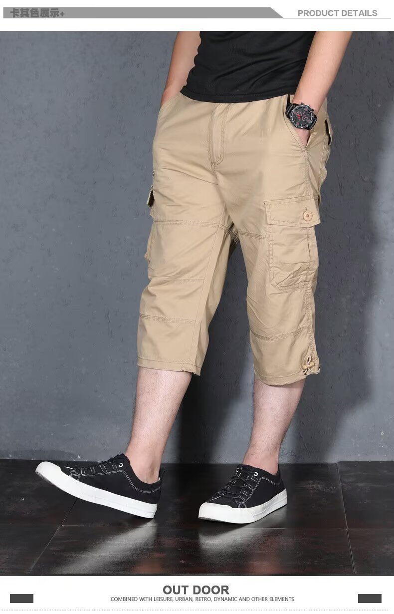 Men's Cotton Casual Cargo Shorts, Straight Leg 6-Pocket Summer Trousers